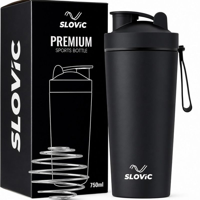 SLOVIC Double Wall Insulated Water Bottle | Hot & Cold Water Bottle 750 ml Stainless Steel Shaker (Pack of 1, Black) - Image 5