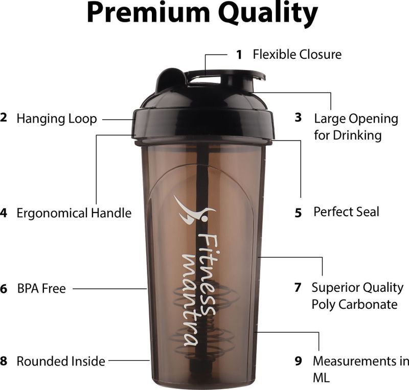 Fitness Mantra 700ml Classic Plastic Shaker - Image 6