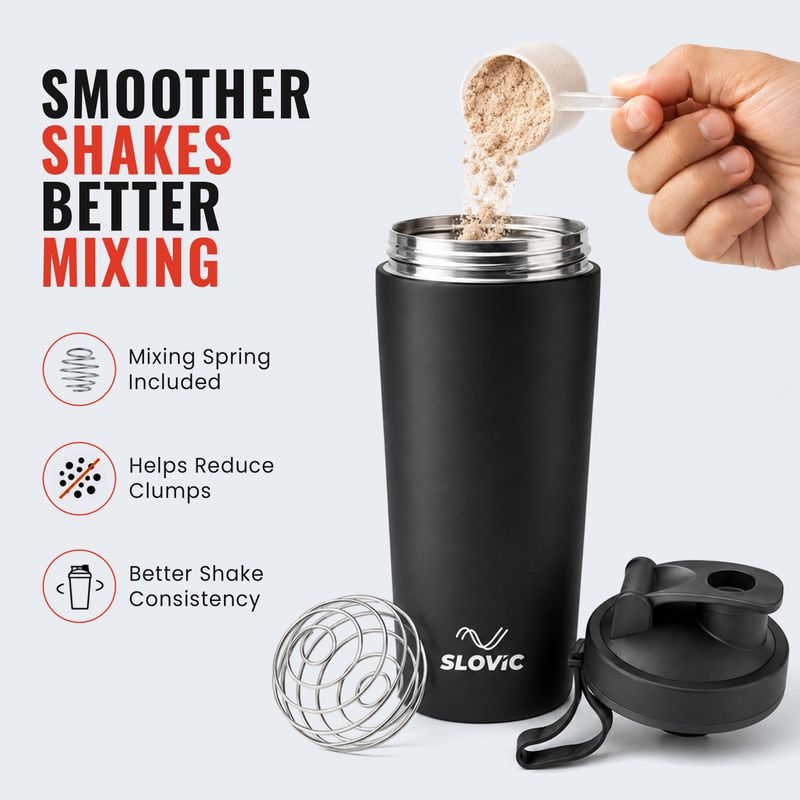 SLOVIC Double Wall Insulated Water Bottle | Hot & Cold Water Bottle 750 ml Stainless Steel Shaker (Pack of 1, Black) - Image 8
