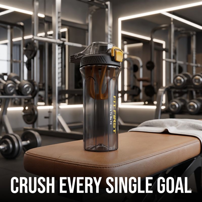 bullpower Shaker Bottle 750 ml (Pack of 1, Black/Yellow) - Image 5