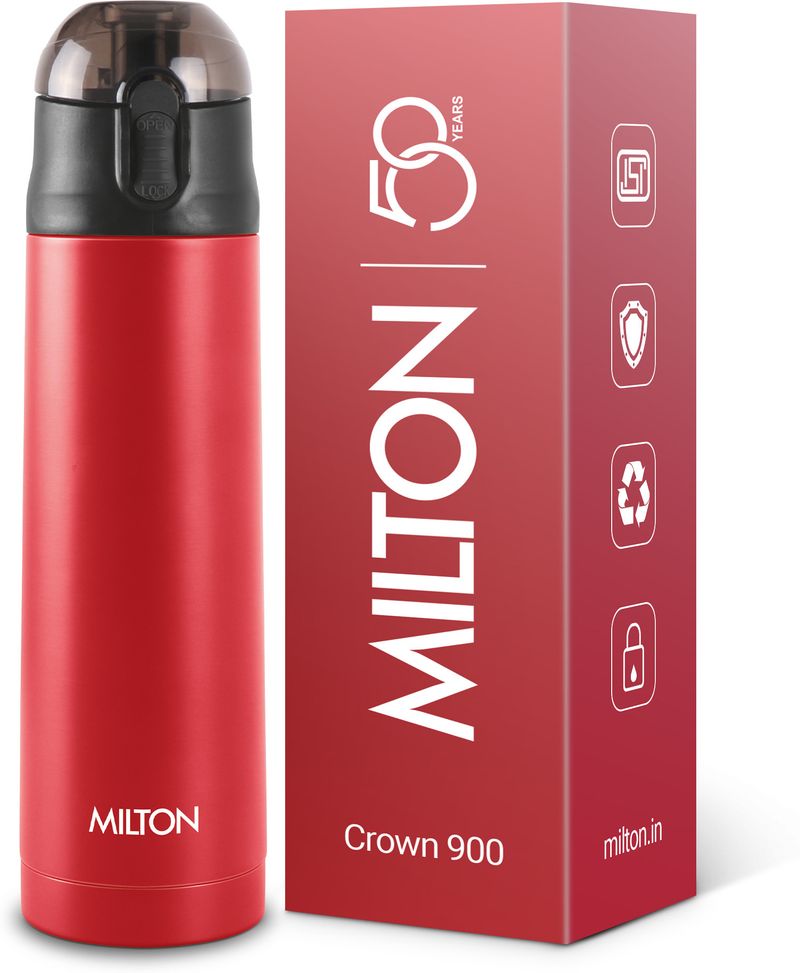 MILTON Crown 900 750 ml Stainless Steel Flask (Pack of 1, Red) - Image 2