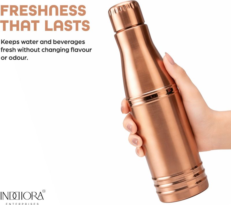 Inddiora Pure Copper Water Bottle 1ltr Ring Design Leak Proof 1000 ml Copper Bottle (Pack of 1, Copper) - Image 5