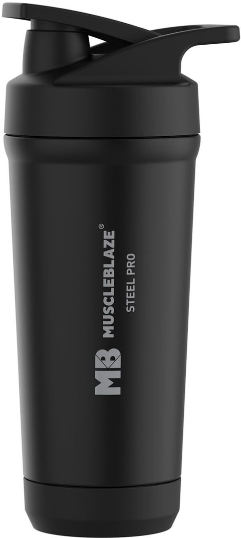 MUSCLEBLAZE Stainless Steel Gym Shaker Pro 700 ml Stainless Steel Shaker (Pack of 1, Black)