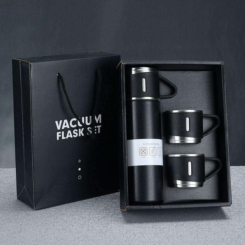 Cellton Stainless Steel Vacuum Flask Set with 2 Cups 500 ml Stainless Steel Flask (Pack of 1, Black) - Image 2