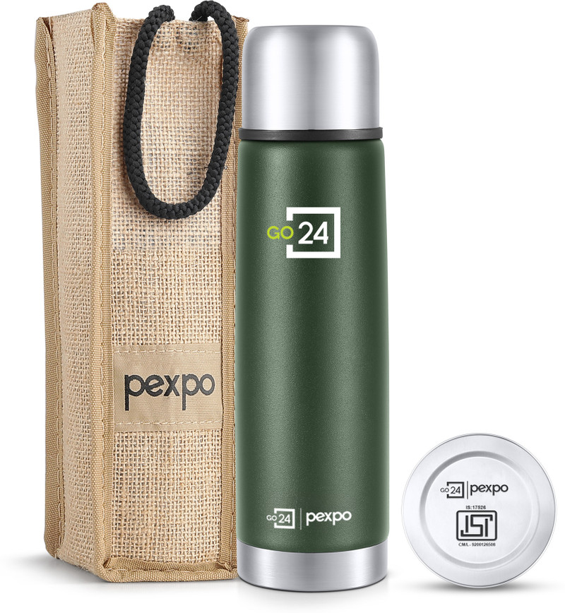 go24 stainless steel water bottle isi certified hot cold jute bag flamingo 500 ml flask