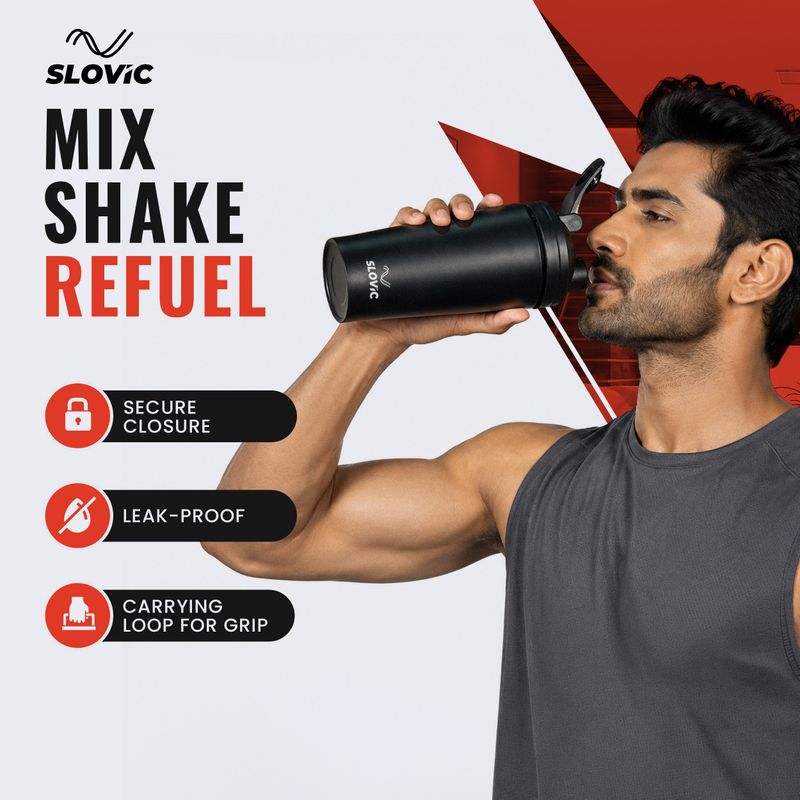 SLOVIC Double Wall Insulated Water Bottle | Hot & Cold Water Bottle 750 ml Stainless Steel Shaker (Pack of 1, Black) - Image 7