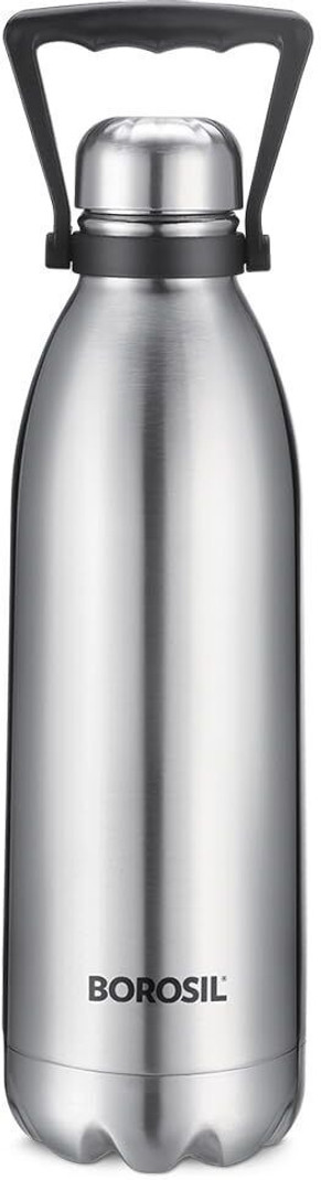 BOROSIL 1800ml Bolt 24 Hours Hot and Cold, Double Wall Vaccum Insulated Flask Bottle 1800 ml Steel Bottle
