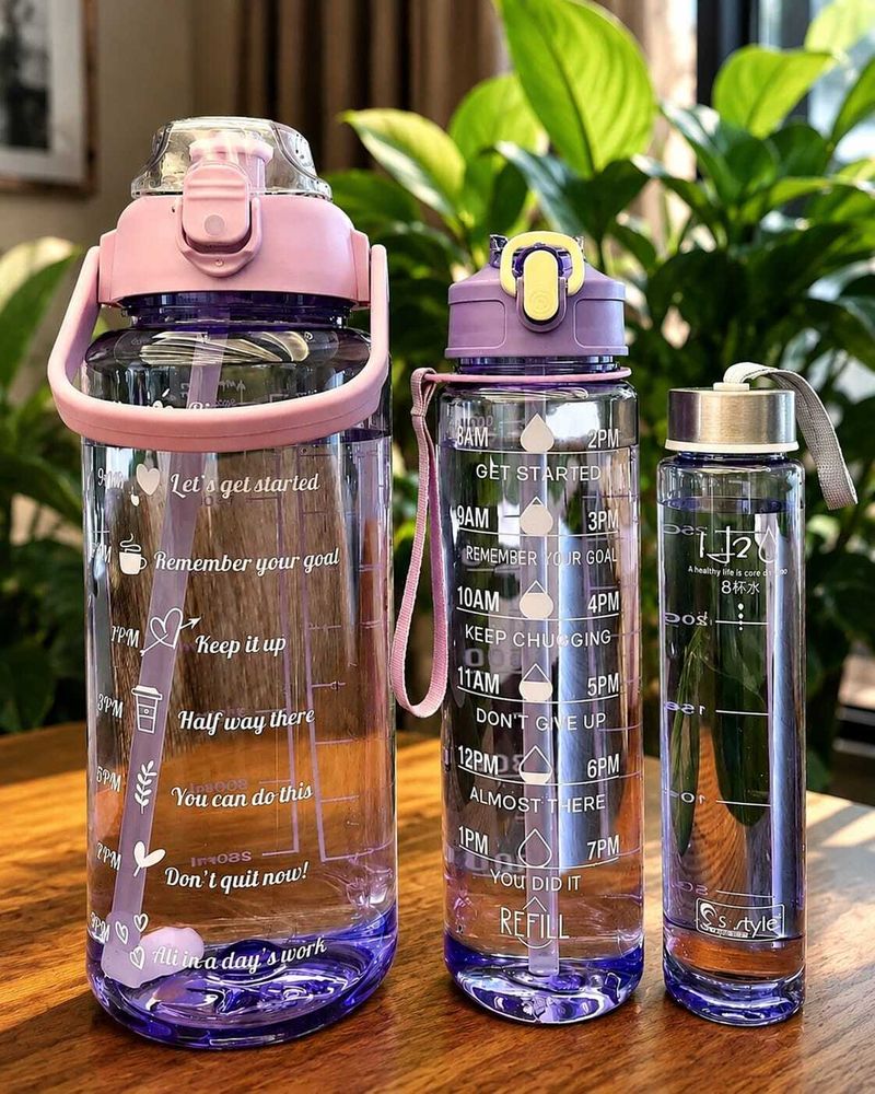 VVP 3 Pcs Transparent Water Bottle 2000, 800, 300ML - Image 2