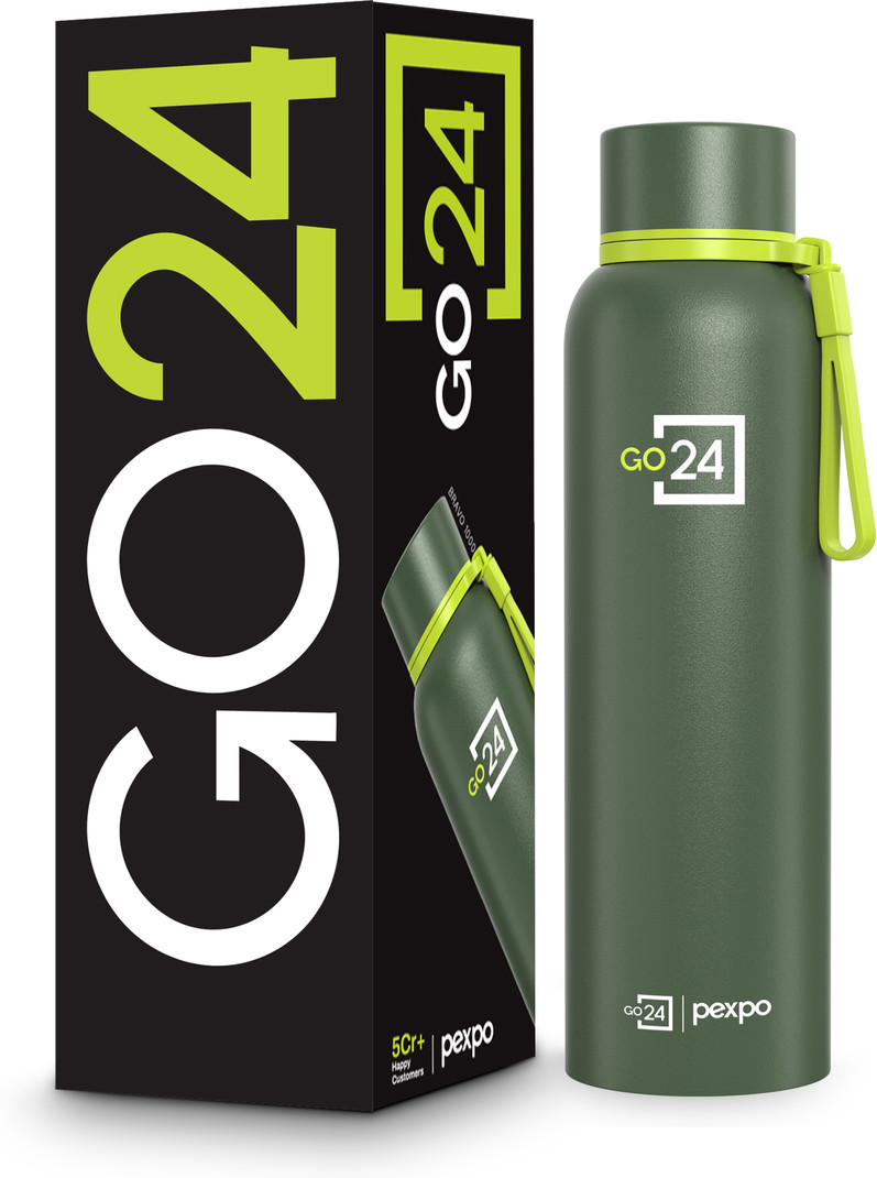 Go24 Hot And Cold Water Bottle Isi Certified Thermosteel Flask, Leakproof Bravo 1000 Ml Stainless Steel Flask