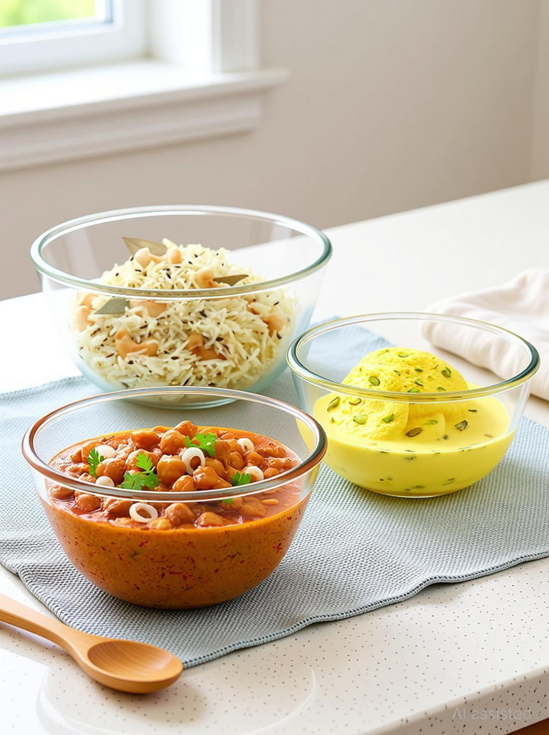 BOROSILBorosilicate Glass Mixing Bowl (Pack of 3, Clear)