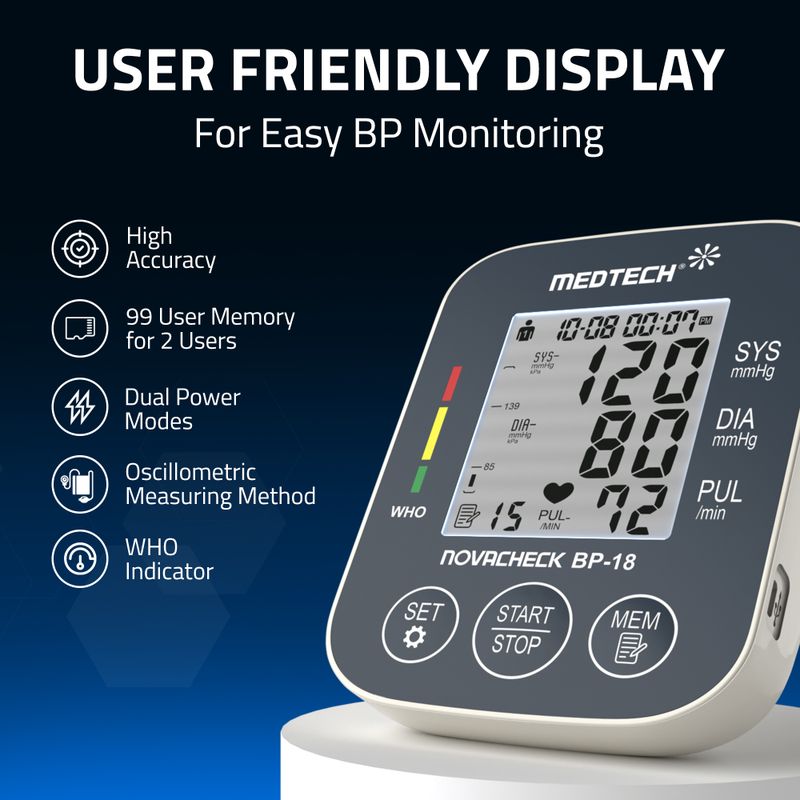 Medtech BP18 Portable Automatic Digital Blood Pressure Monitor Machine works with Type-C BP18 Bp Monitor (White) - Image 3