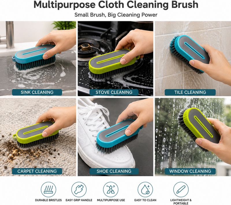 Krishna Creations Kitchen, Bathroom & Laundry Cleaning Brush Set - Image 5