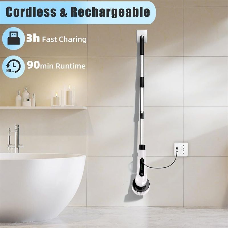 PARATE 9 in 1 Cordless Cleaning Brush with 8 Brush Heads - Image 3