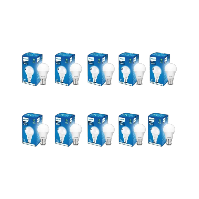 PHILIPS 10 W Basic Standard B22 LED Bulb White, Pack of 10