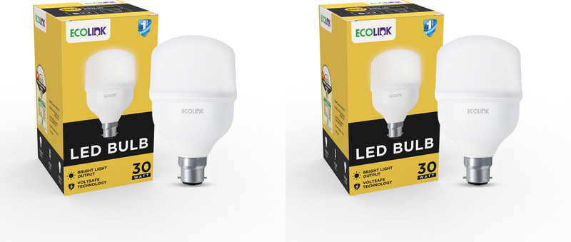 EcoLink 30 W Basic Standard B22 LED Bulb (White, Pack of 2)