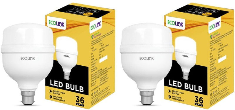 EcoLink 36 W Eye Safety Compliance Standard B22 LED Bulb (White, Pack of 2)