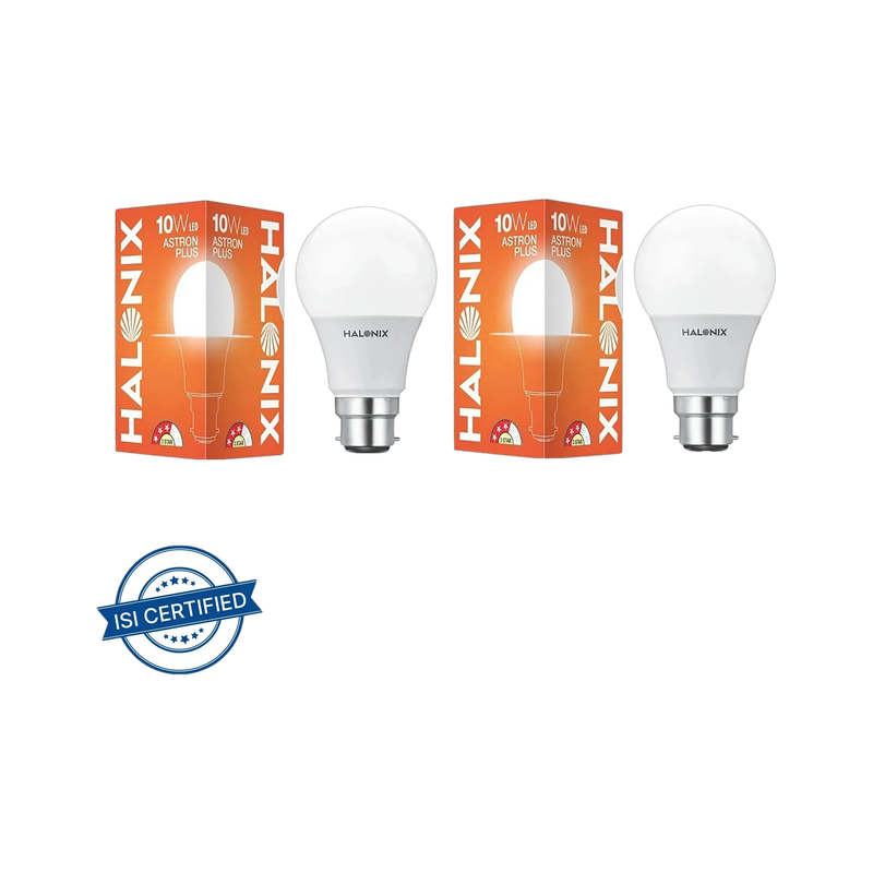HALONIX 10 W Basic Round B22 LED Bulb (White, Pack of 2)