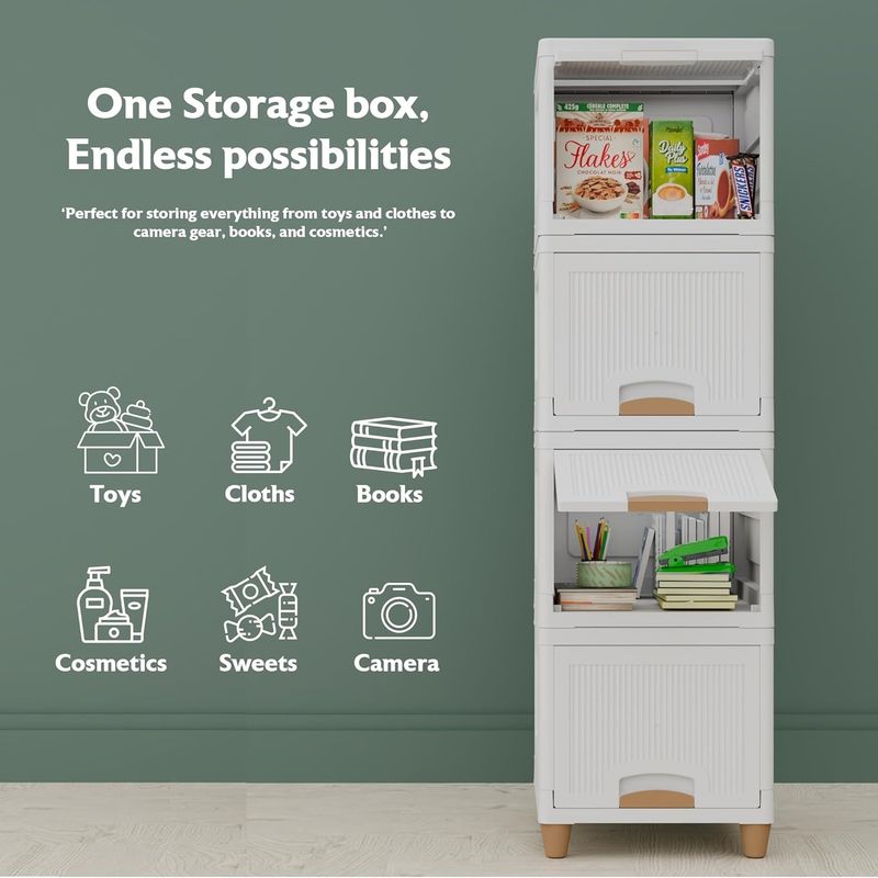 MECHON 4-Tier Foldable Plastic Cabinet - Image 5