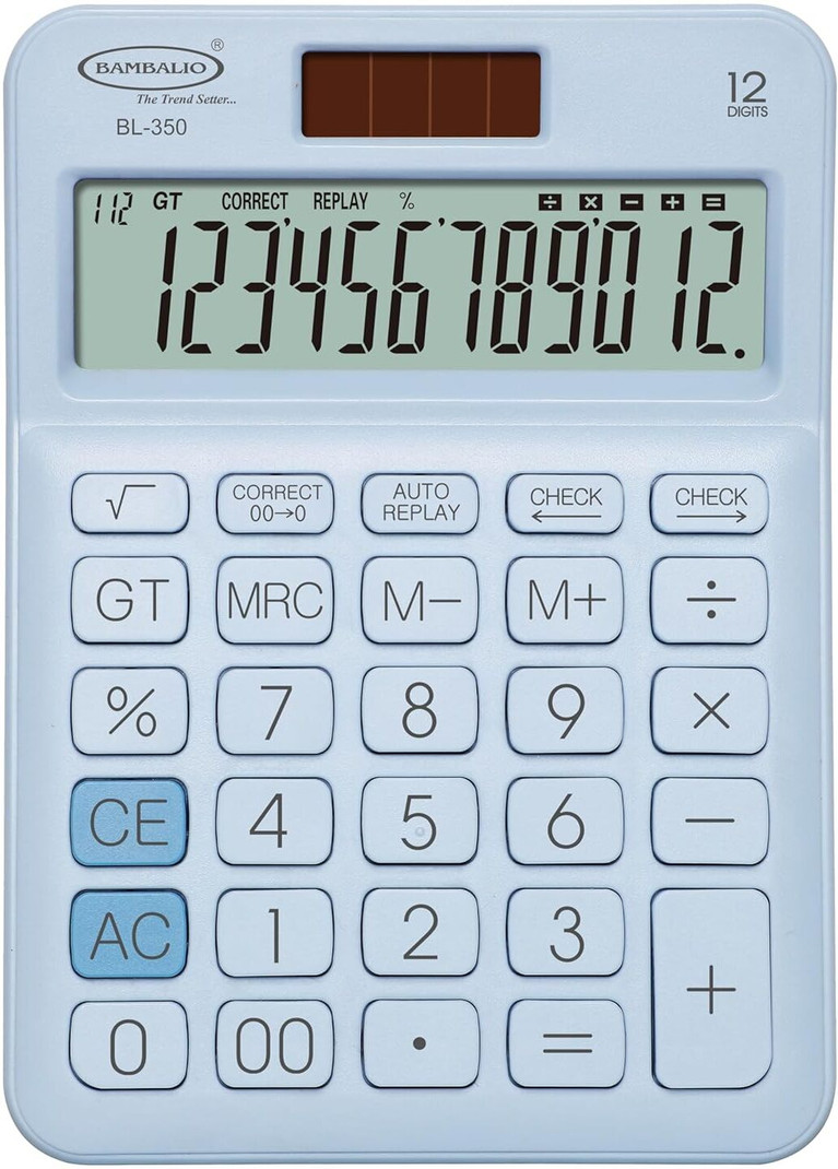 BAMBALIO BL-350 Sky Blue 12 Digits 3 Years Warranty Basic  Calculator (12 Digit)