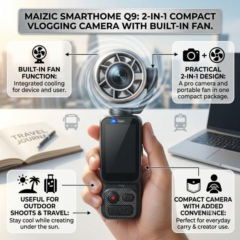 Maizic Smarthome Q9 64MP 4K Vlogging Camera (Black) - Image 6