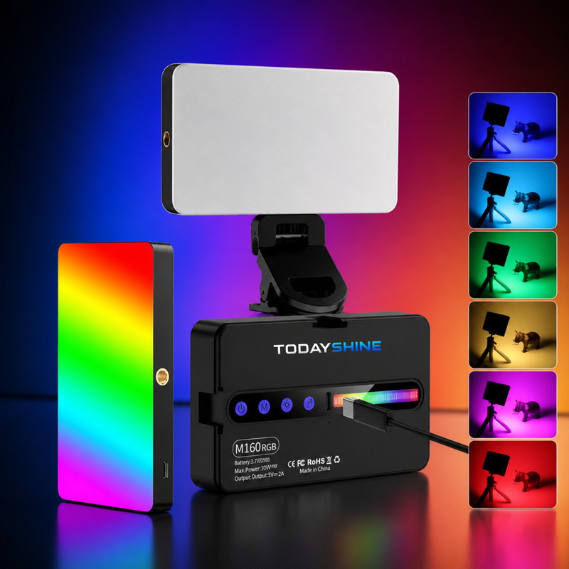 Todayshine M160 RGB LED Video Light with Clip for Selfie, Content Creators ,Rechargeable 1250 lx Camera LED Light deal from flipkart Todayshine M160 RGB LED Video Light with Clip for Selfie, Content Creators ,Rechargeable 1250 lx Camera LED Light deal from flipkart
