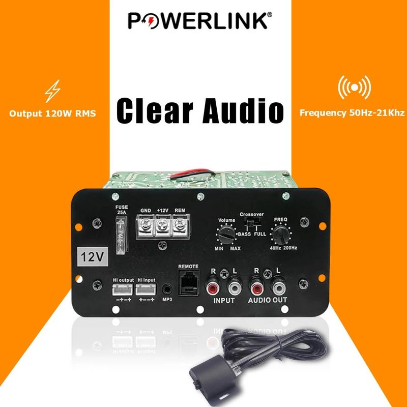 Powerlink 12V 120W Car Amplifier with Sub Woofer Kit - Image 4