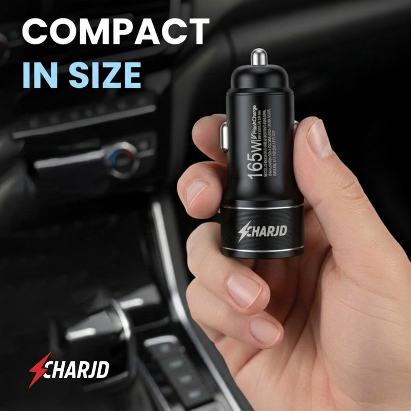 CHARJD 165W Qualcomm 3.0 Turbo Car Charger Black - Image 3