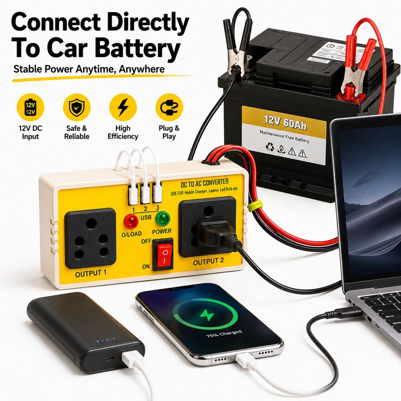 IPSIMPACT 12V DC to AC Converter 100VA with 3 USB Ports - Image 5