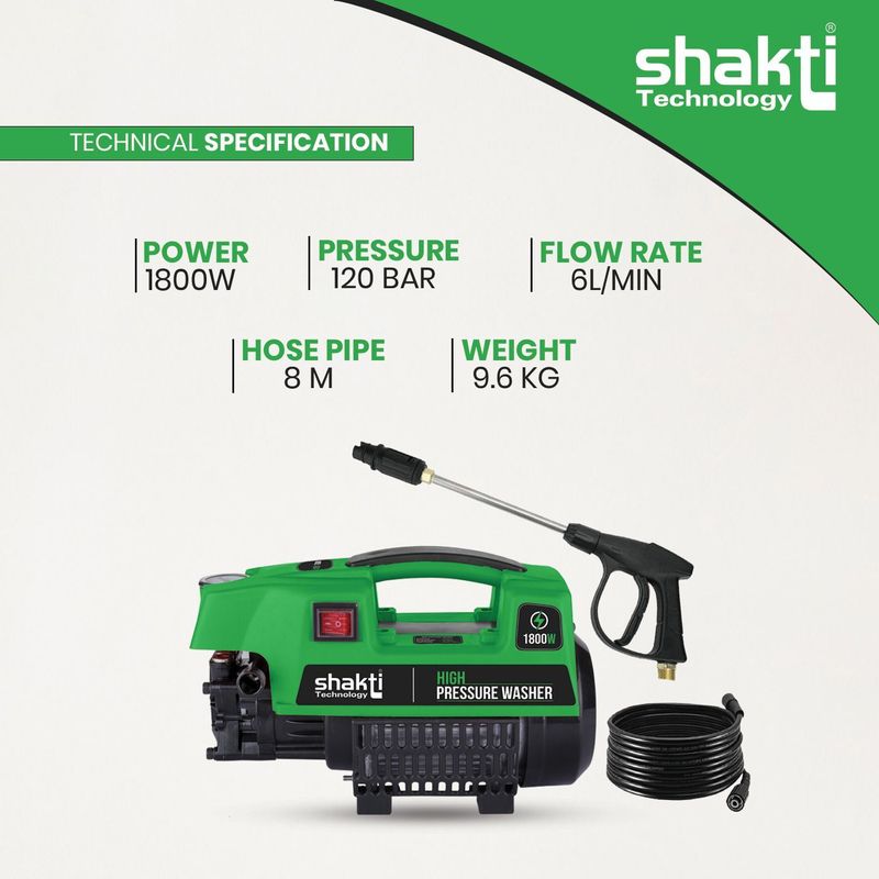 Shakti Technology 1800W 120 Bar Pressure Washer - Image 5
