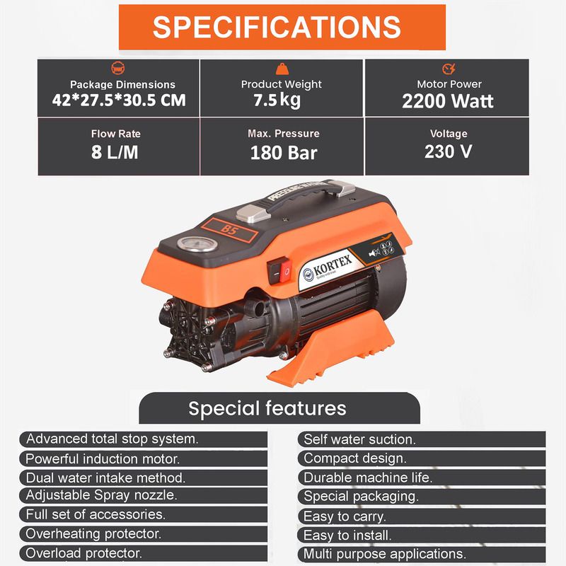 KT - 6 2000 Watt, 160 Bars, 8L/Min Pressure Washer - Image 4