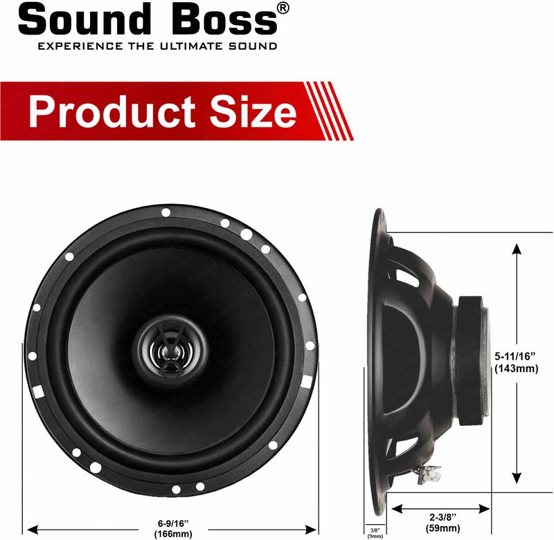 Sound Boss SB-CX-61SI Premium 2 Way 6.5 Inch 70 Watts RMS Coaxial...more - Image 5