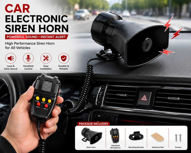 Laxmii 7 Tone Siren Horn with Mic Tweeter Car Speaker (80W) - Image 8