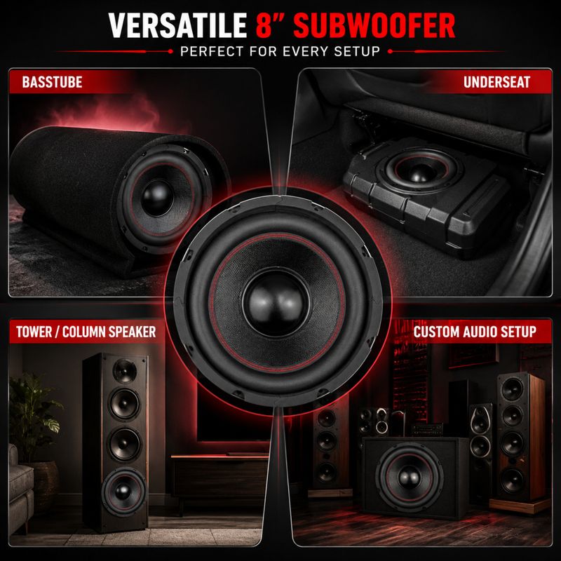 Powerlink 8" Black Subwoofer 200W Peak - Image 6