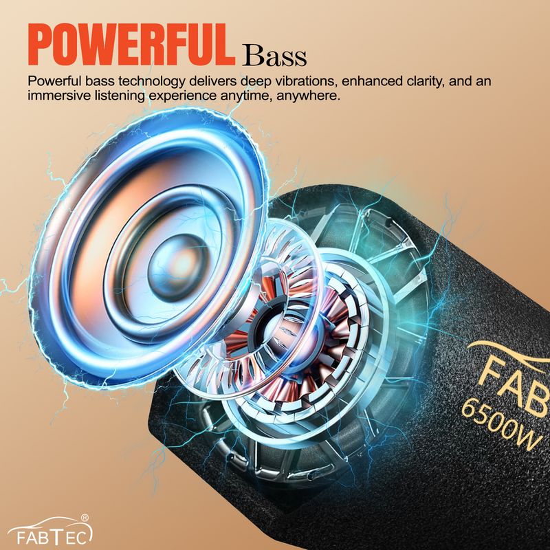 FABTEC 12 Inch Grey Car Bass Tube Subwoofer with Inbuilt Amplifier - Plug and Play Bass Tube Powerful Audio and Deep Bass with Amplifier Wire Kit Subwoofer (Powered , RMS Power: 400 W) - Image 6