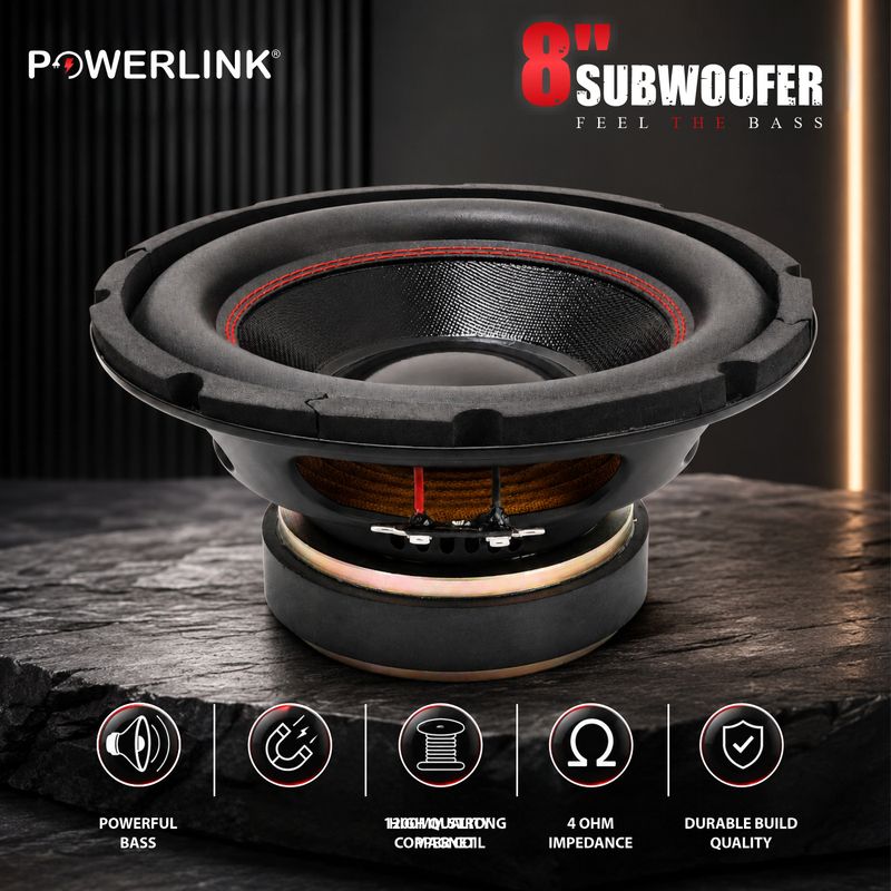 Powerlink 8" Black Subwoofer 200W Peak - Image 3