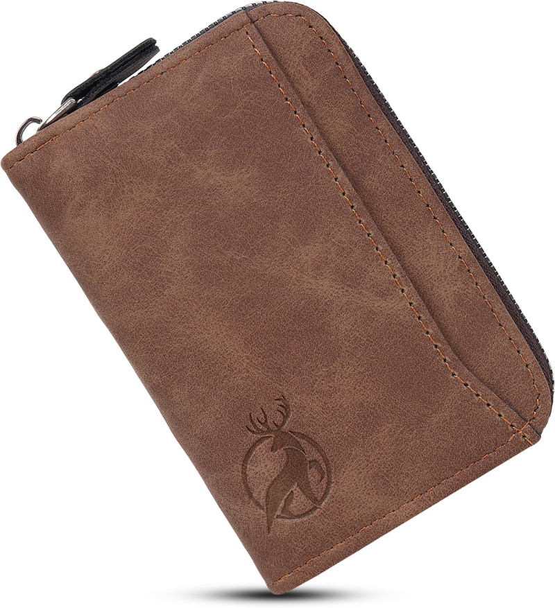 Flipkart SmartBuy Long-Lasting Brown Leather 9 Card Slot| 2 Cash Slot Zip Debit/Credit 10 Card Holder (Set of 1, Brown, Tan)