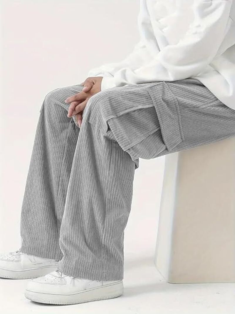 Men Solid Grey Track Pants - Image 2