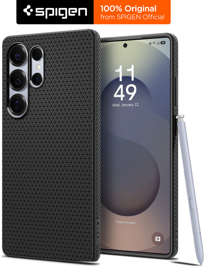 Spigen Liquid Air Back Cover for Samsung Galaxy S25 Ultra Black, Grip Case, Thermoplastic Polyurethane, Pack of: 1
