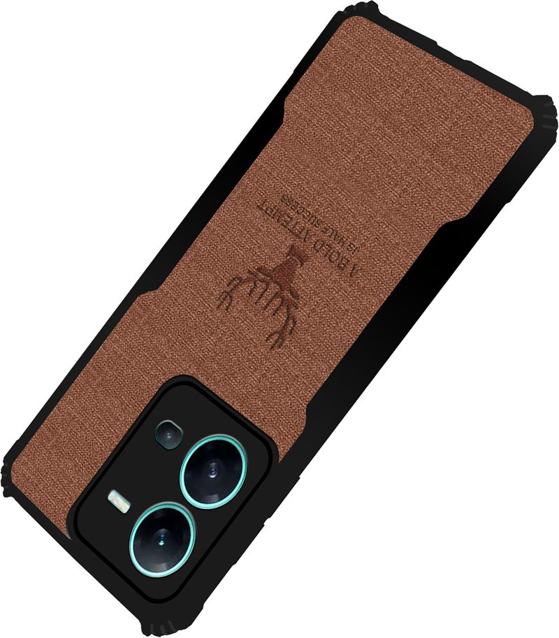 PikTrue Back Cover for Vivo V25 |Vegan PU Leather |Deer Case| Camera Lens Protection (Brown, Shock Proof, Artificial Leather, Polycarbonate, Pack of: 1) - Image 2