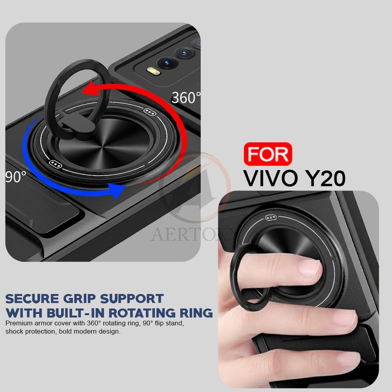 AERTOXX Back Cover for Vivo Y20 Black - Image 6