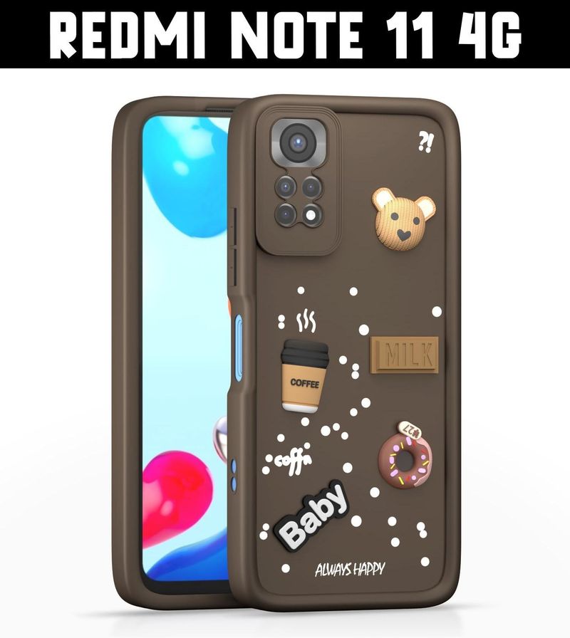 CASEHYP Back Cover for Redmi Note 11 4G (Brown, Silicon) - Image 2