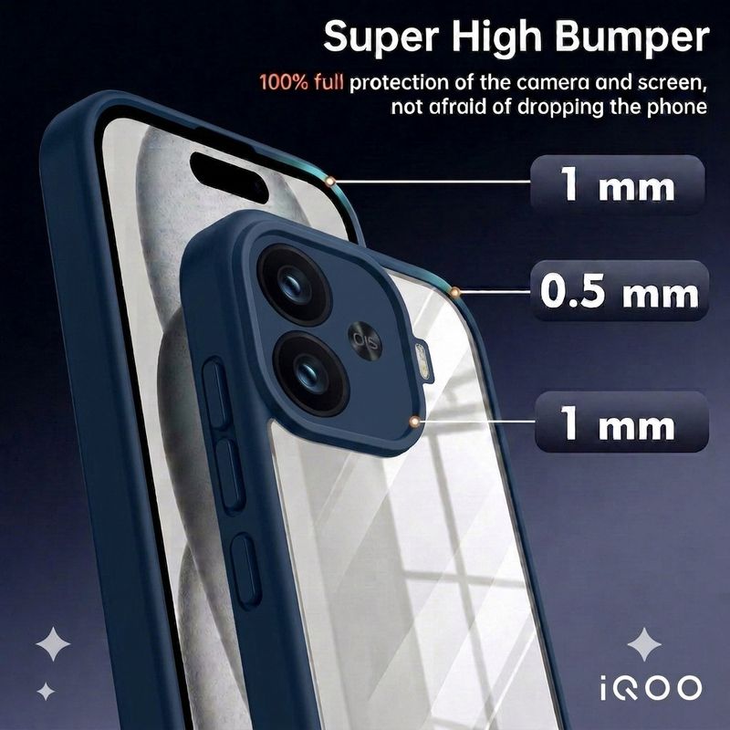 V-TAN Back Cover for IQOO Neo 10R 5G (Blue, Transparent, Shock Proof) - Image 5