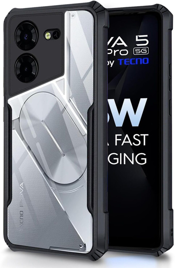 AIZLO Back Cover for Tecno Pova 5 Pro 5G (Black, Camera Bump Protector, Pack of: 1)