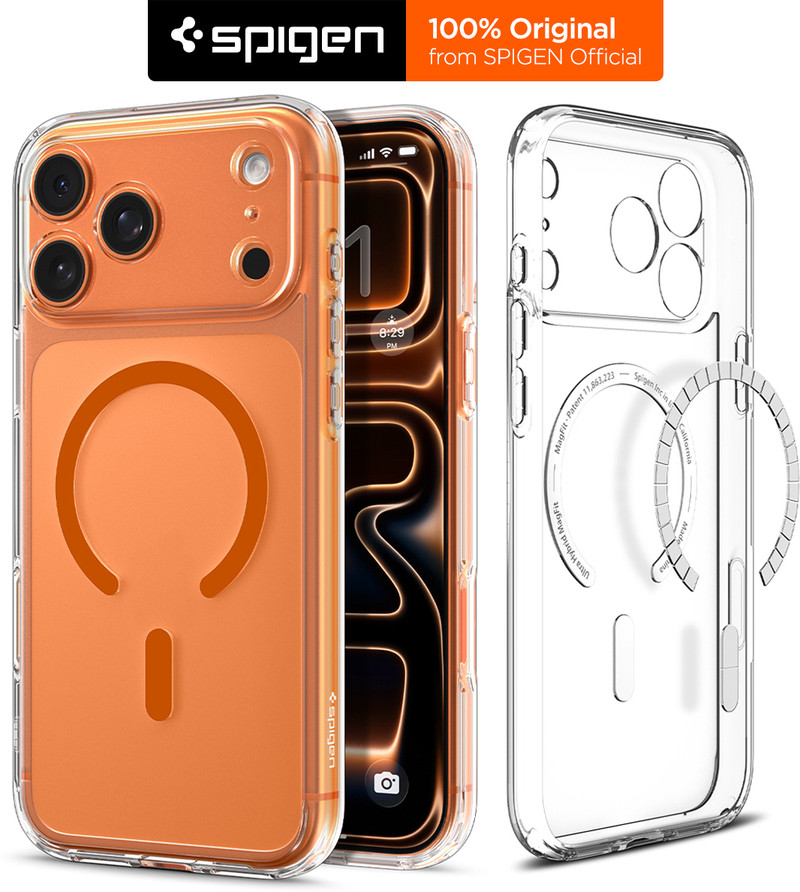 Spigen Ultra Hybrid MagFit Back Cover for iPhone 17 Pro, Apple iPhone 17 Pro Orange, Magsafe, Thermoplastic Polyurethane, Polycarbonate, Pack of: 1