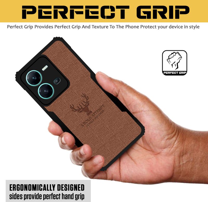 PikTrue Back Cover for Vivo V25 |Vegan PU Leather |Deer Case| Camera Lens Protection (Brown, Shock Proof, Artificial Leather, Polycarbonate, Pack of: 1) - Image 5