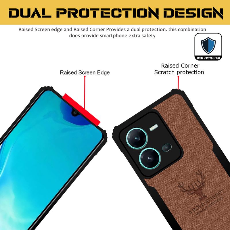 PikTrue Back Cover for Vivo V25 |Vegan PU Leather |Deer Case| Camera Lens Protection (Brown, Shock Proof, Artificial Leather, Polycarbonate, Pack of: 1) - Image 4