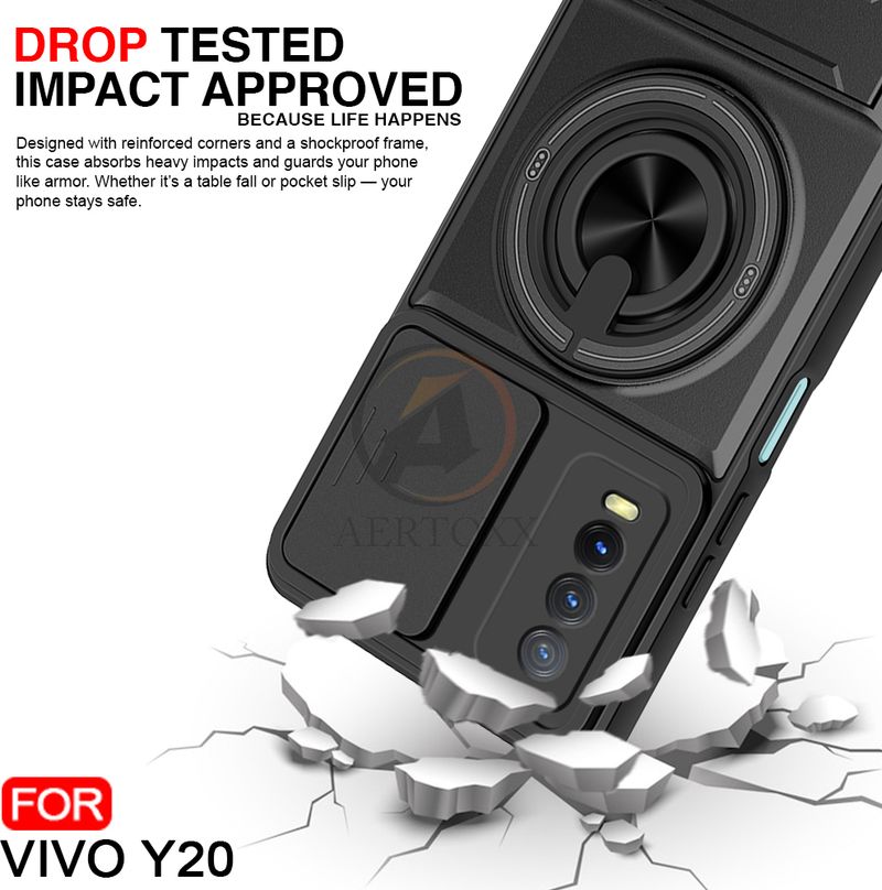 AERTOXX Back Cover for Vivo Y20 Black - Image 5