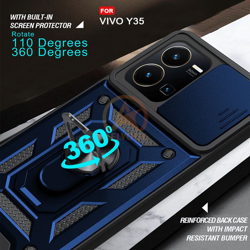 AelVouX Vivo Y35 Blue Ring Case - Image 3