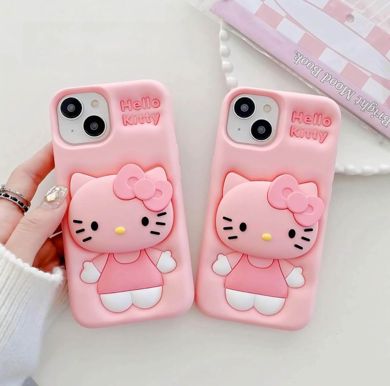 i S 3D Cartoon Hello Kitty Back Cover for iPhone 16 Pro Max (Pink) - Image 6