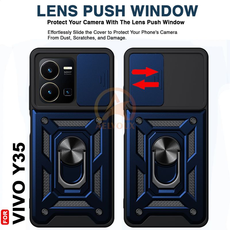 AelVouX Vivo Y35 Blue Ring Case - Image 4